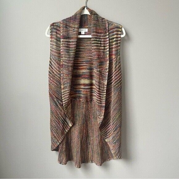 Studio by JPR Sweaters - Vintage Rainbow Cardigan Women's Medium Boho Open Knit Ruffles Summer Hippie Top